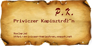 Priviczer Kapisztrán névjegykártya